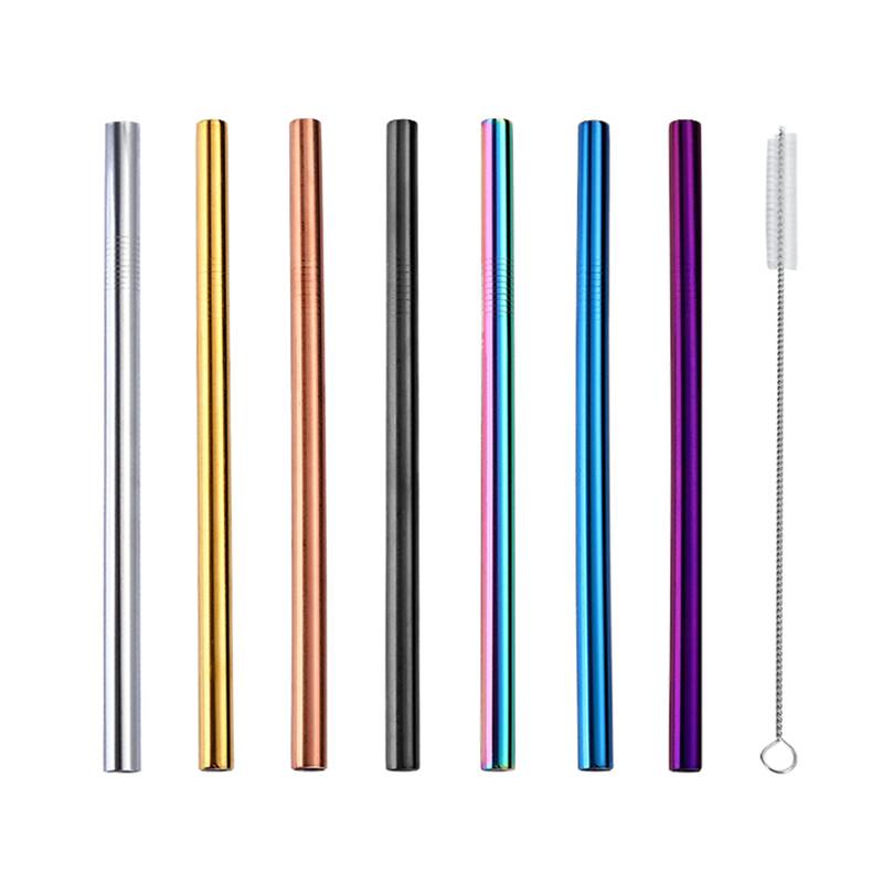 Eco Friendly Colour Pvd Coating Reusable Metal Beverages Straw Stainless Steel Milk-shake Milk Tea Drinking Straw 12mm