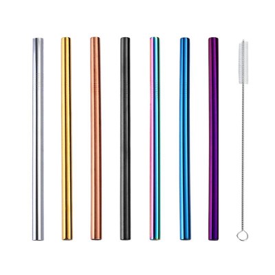 Eco Friendly Colour Pvd Coating Reusable Metal Beverages Straw Stainless Steel Milk-shake Milk Tea Drinking Straw 12mm